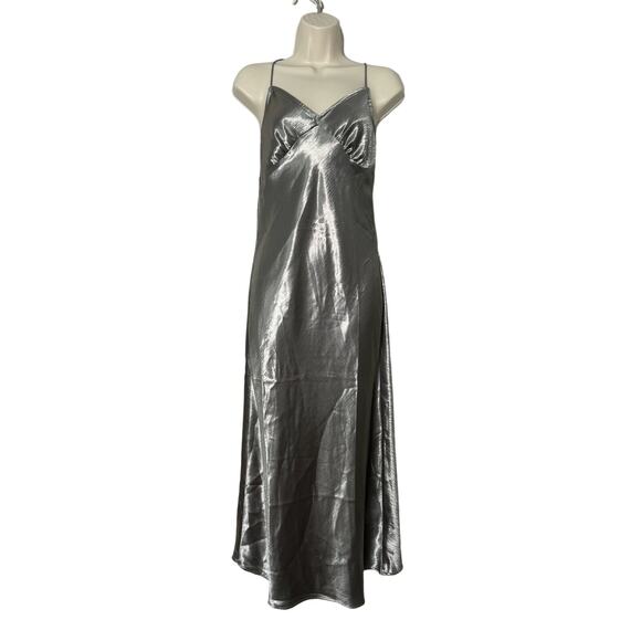 NWT Madewell The Layton Midi Slip Dress in Metallic Recycled‎ Satin Size 2 - Picture 4 of 16